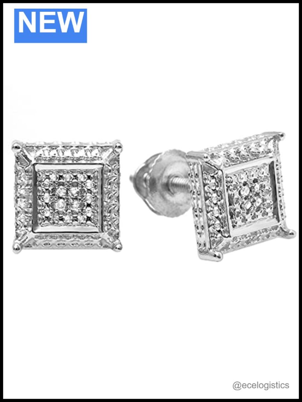 Dazzlingrock 925 Sterling Silver Diamond Stud Earrings Unisex Mens Womens